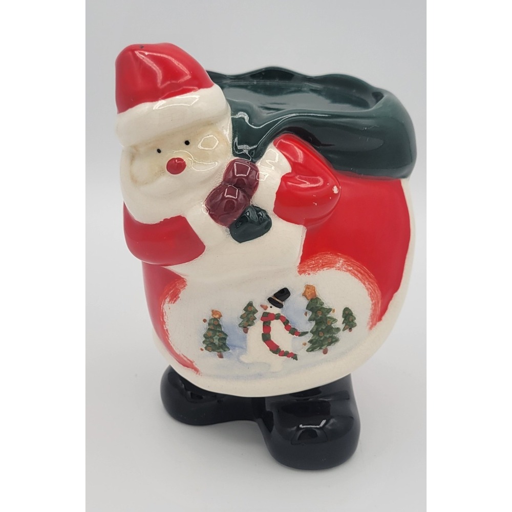Vintage Russ Berrie Santa Claus 3in Pillar Candle Holder Ceramic Figurine 1960s - Picture 2 of 13